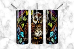 Owl Stained Glass Dog 20 oz Skinny Tumbler Wrap Product Image 3