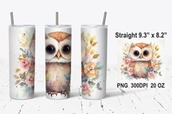 Baby Owl Watercolor Tumbler Wrap, Owl Tumbler Wrap Product Image 1
