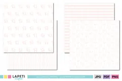 Soft pink digital backgrounds featuring panda bears, bamboo sticks and gingham check. Designed for baby-themed crafts