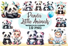 Baby Panda Watercolor Clipart Png Product Image 1