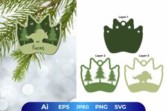 3D Papercut Triceratops Inside The Paw Layered Template Product Image 1