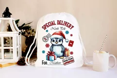 Santa Sack Sublimation |Baby Penguin with Christmas Gifts Product Image 2