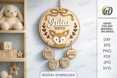 Baby Personalized Birth Stats Sign Laser Cut. Wall Decor SVG Product Image 1