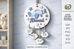 Baby Personalized Birth Stats Sign Lasercut. Wall Decor SVG Product Image 1