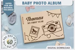 3D Baby Photo Album Laser Cut. Kids Memory Book SVG Product Image 1