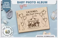 3D Baby Photo Album Laser Cut. Kids Memory Book SVG Product Image 1