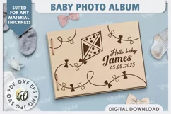 3D Baby Photo Album Laser Cut. Kids Memory Book SVG Product Image 1