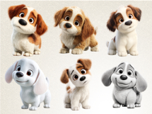 Baby Puppy Clipart Bundle | 40 PNG Cute Puppy Cartoon Arts Product Image 5