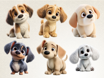 Baby Puppy Clipart Bundle | 40 PNG Cute Puppy Cartoon Arts Product Image 6