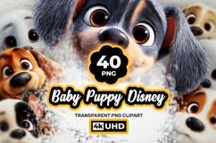 Baby Puppy Clipart Bundle | 40 PNG Cute Puppy Cartoon Arts Product Image 1