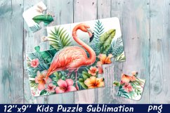 Tropical Beach Sublimation For Puzzle | Flamingo Puzzle Product Image 1
