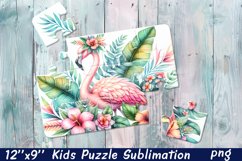 Tropical Beach Sublimation For Puzzle | Flamingo Puzzle Product Image 1