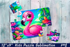 Tropical Beach Sublimation For Puzzle | Flamingo Puzzle Product Image 1