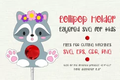 Baby Raccoon Lollipop Holder. Birthday party favor. Paper craft template for cutting machines