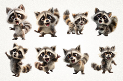 Cute Raccoon 27 PNG Bundle Woodland Animal Clipart Product Image 3