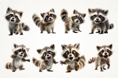 Cute Raccoon 27 PNG Bundle Woodland Animal Clipart Product Image 4