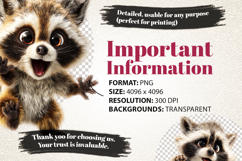 Cute Raccoon 27 PNG Bundle Woodland Animal Clipart Product Image 6