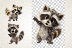 Cute Raccoon 27 PNG Bundle Woodland Animal Clipart Product Image 5