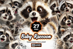 Cute Raccoon 27 PNG Bundle Woodland Animal Clipart Product Image 1