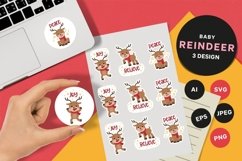 Christmas Deer with Joy, Believe, & Peace Text Sticker Pack Product Image 1