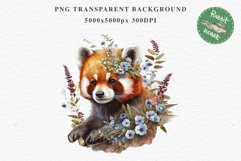 Baby Red Panda Floral Animals Clipart PNG Scrapbook Nursery art Image Watercolor  Transparent Print invitation shirt designs sublimation kids printable digital watercolor floral baby red Panda, scrapbooking clipart, sublimation nursery drawing, forest