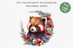 Baby Red Panda Floral Animals Clipart PNG Scrapbook Nursery art Image Watercolor  Transparent Print invitation shirt designs sublimation kids printable digital watercolor floral baby red Panda, scrapbooking clipart, sublimation nursery drawing, forest