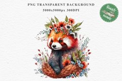 Baby Red Panda Floral Animals Clipart PNG Scrapbook Nursery art Image Watercolor  Transparent Print invitation shirt designs sublimation kids printable digital watercolor floral baby red Panda, scrapbooking clipart, sublimation nursery drawing, forest
