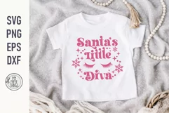 Santa's little diva svg cut file You can use for your Baby Christmas onsie, shirts, bodysuits, bibs, decals, posters, signs, also print them as stickers. 