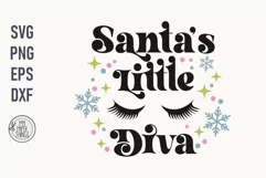 Santa's little diva svg cut file You can use for your Baby Christmas onsie, shirts, bodysuits, bibs, decals, posters, signs, also print them as stickers. 