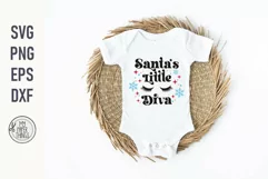 Santa's little diva svg cut file You can use for your Baby Christmas onsie, shirts, bodysuits, bibs, decals, posters, signs, also print them as stickers. 