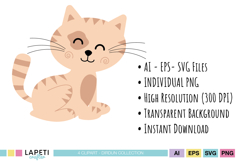 Nursery decoration graphics with coordinated cat theme