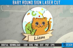 Baby Round Signs Laser Cut, Personalized Kids Sign Laser Cut Product Image 2