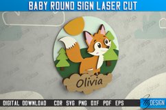 Baby Round Signs Laser Cut, Personalized Kids Sign Laser Cut Product Image 3