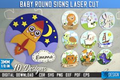 Baby Round Signs Laser Cut, Personalized Kids Sign Laser Cut Product Image 1