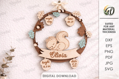 Baby Name Sign With Birth Stats Laser Cut. Nursery Decor SVG Product Image 1