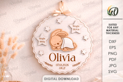 Baby Name Sign With Birth Stats Laser Cut. Nursery Decor SVG Product Image 1
