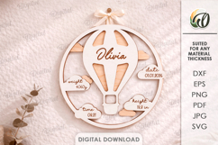 Baby Name Sign With Birth Stats Laser Cut. Nursery Decor SVG Product Image 1