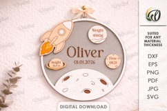 Baby Name Sign With Birth Stats Laser Cut. Nursery Decor SVG Product Image 1