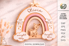 Baby Name Sign With Birth Stats Laser Cut. Nursery Decor SVG Product Image 1