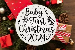 Baby's First Christmas 2024 SVG , Baby Christmas Quotes SVG Product Image 2