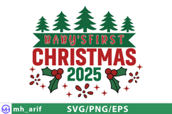 Baby&#039;s First Christmas 2025 PNG, SVG, Sublimation Design Product Image 1