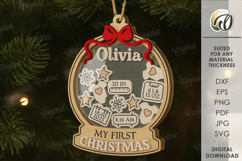Baby’s First Christmas Laser Cut. Christmas Tree Decor SVG Product Image 1