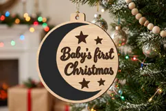 Baby's First Christmas Bauble Laser Cut Wood File SVG Product Image 2