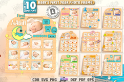 Baby’s First Year Photo Frame Laser Cut, Newborn Stats Frame Product Image 1