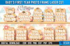 Baby’s First Year Photo Frame Laser Cut Bundle, Keepsake SVG Product Image 1