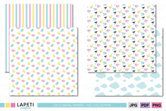 Coordinated pastel papers for baby scrapbook pages and first-year albums