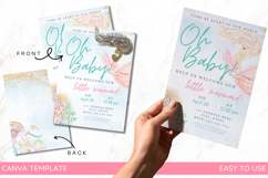 Mermaid Baby Shower Canva Template Product Image 1