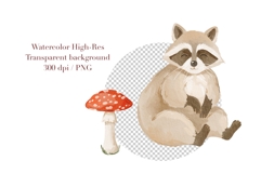 Watercolor Raccoon Clipart PNG Product Image 5