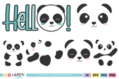 Cute panda faces and baby lettering designs