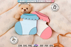 Baby Shower Tiered Tray Laser Cut|Baby Signs|Neutral Design Product Image 1